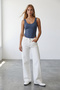 Women's indigo u-neck stretch snap body alc-x15537 - 2