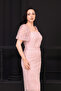 Square Neck Beaded Pencil Dress - Powder - 3