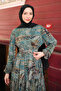 Green Skirted Patterned Chiffon Dress - 2