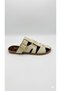 Women's Suede Belt Detailed Gold Buckle Flat Sole Closed Front Summer Comfortable Women's Slippers - 6