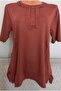 Er Clothing Short-Sleeve Combed Cotton Blouse Crew Neck Tan - 2