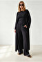 Women's Black Blouse Pants Cardigan 3-Piece Knitted Set Tkm-19000501 - 4