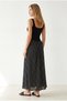 Women's Black Strappy Polka Dot Detailed Long Dress Elb-19002658 - 4