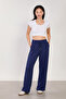 Women's Modal Sweatpants with Elastic Waist - Navy Blue - 2