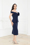 Floral Patterned Midi Pencil Dress - Dark Blue - 7