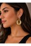 Gold Zircon Stone Circle Women's Steel Earrings - 3