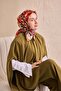 Twill Silk Scarf Stripe Khaki