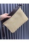 Women's Straw Portfolio Clutch Bag, Tablet and Daily Use Strap Hand and Shoulder Bag (Length 22 cm Width 32 cm) - 2