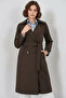 Women's Double Breasted Collar Belted Brown Trench Coat
