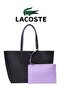 Women's Double sided Two tone Large Capacity Handbag, Fashionable Multi functional Black and Purple - 3
