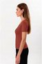 Organic Cotton Brick Color Women's Short Sleeve V-Neck T-Shirt - 3