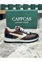 Genuine Leather Claret Red Navy Blue Beige Combination Handmade Casual Sports Men's Shoes Prague - 3