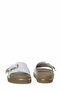 Women's White Daily Slippers with Gold Buckle and Thick Tan Sole - 6
