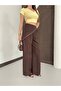 Linen Palazzo Trousers with Shawl and Stone Accessories - 4