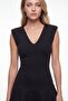 Women's Black V-Neck Padded Mini Dress - 3