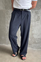 Men's Pleated Extra Baggy Fit Striped Fabric Trousers - 3