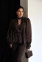 Tied Detailed Padded Polka Dot Transparent Blouse - 5