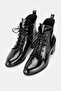 Women's Black Patent Leather Genuine Leather Short Heel Lace-Up Boots & Booties, Size 34-42 - 2