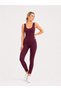 Women's Burgundy Scrunch Butt Sports Leggings Jumpsuit - 4