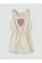 Özmarka New Season Heart Embroidered Girls' Jumpsuit with Shorts - 3