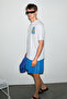 Largo men's blue relaxed fit contrast trim stretch fabric blue shorts - 3