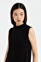 Chiffon Front Sleeveless Combed Cotton Undergarment - Black - 7