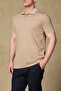 Bivo Mercerized Cotton Modern Fit Dark Beige Polo Collar Men's Plain Polo Shirt