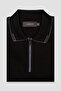 Nero Merserize Pamuklu Modern Fit Siyah Polo Yaka Erkek Düz Polo Shirt - 4