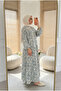 Women's Floral Patterned Layered Hijab Dress (Unlined) - 2