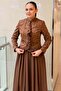 Patterned Ruffled Jacket Skirt Evening Dress Set - 3