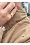 Minimal Reverse Flat Drop Model Gold Adjustable Ring