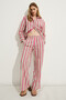 Bexley Women's Regular Fit 100% Organic Cotton Pink Striped Trousers