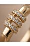 Three-Line Zircon Stone Model Ring - 4