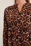 Women's V-Neck Gathered Waist Leopard Patterned Viscose Brown Beige Hijab Dress - 4