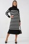 Women's Turtleneck Striped Knitwear Black Dress