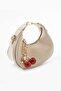 Women's Crescent Model Adjustable Hand and Shoulder Bag with Cherry Accessories (Length 12 cm Width 22 cm)