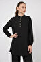 Women's Shirt Collar Viscose Black Double Set - 2