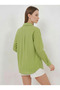 Women's Oversize Striped Viscose Green Shirt - 3