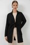 Women's Shirt Collar Lace-Up Viscose Black Kimono - 8