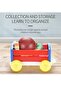 Kids Push & Pull Wagon Toy Cart with Handle and Open Storage Bin, 34CM, Red Blue Yellow - 3