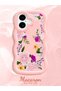 iPhone 16 Plus Compatible Case with Camera Protection Pink Silicone Couple Phone Case with Floral Pattern - 2