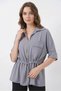 Women's Gray Shirt with Gathered Waist and Pocket Detail