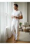 Men's 100% Cotton Muslin Pipe-Leg Trousers Relaxed Fit Breathable Pocketed Lace-Up Casual Beach Pants - 4