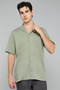 Textured Knit Shirt with Revere Collar and Short Sleeves