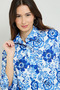 Floral Print Shirt with Classic Collar and 3/4 Sleeves - 3