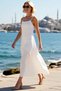 Women's Strappy Maxi Woven Dress 100% Linen Lined A-Line Cut Sleeveless Strapless Neckline Daily Casual - 2