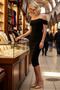 Women's Carmen Collar Low Sleeve Bodycon Knitted Midi Dress Unlined Sandy Textured Elegant Casual Comfortable