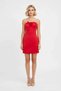 Women Strapless Sleeveless Mini Dress Taffeta Fabric Floral Detail Shift Cutout Unlined Elegant Casual Comfortable - 4