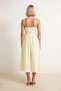 Women's Lace-Up Strap Square Neck Sleeveless Midi Dress Shirred Shift Cut Woven Casual Comfortable Modern - 5
