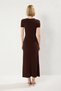 Women's Maxi Crew Neck Short Sleeve Fitted Stretchy Knitted Dress Unlined Comfortable Casual Modern Stylish - 5